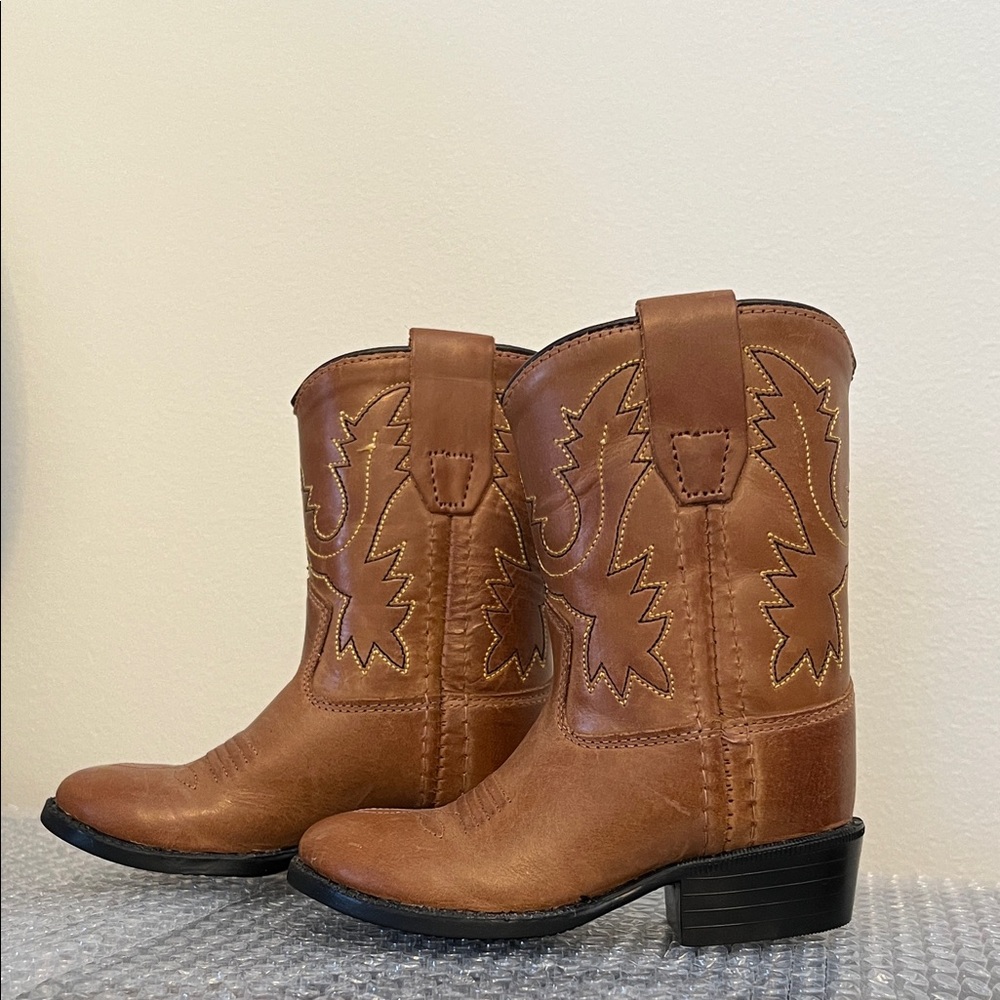 Kids Old West Leather Cowboy Boots